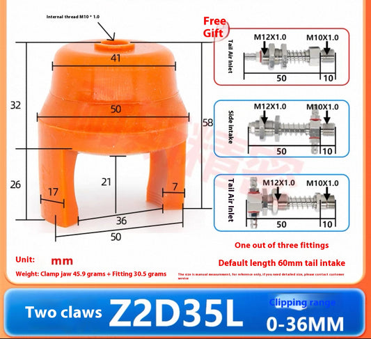 Two-claw Z2D35L-NS (grasping range 0 - 35MM) with a complete set of anti-torque fittings