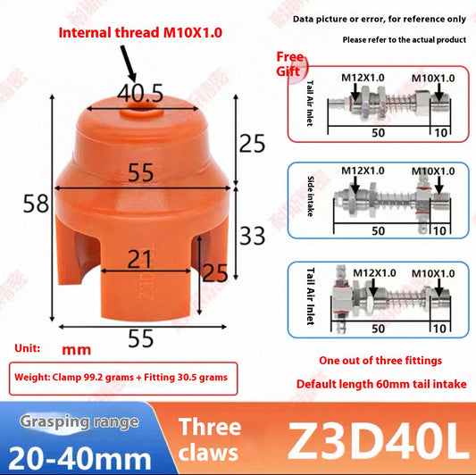 Three-claw Z3D40L-NS (gripping range 0 - 40MM) gold accessory set