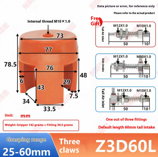 Three-claw Z3D60L-NS (gripping range: 25 - 60MM) Complete set of accessories