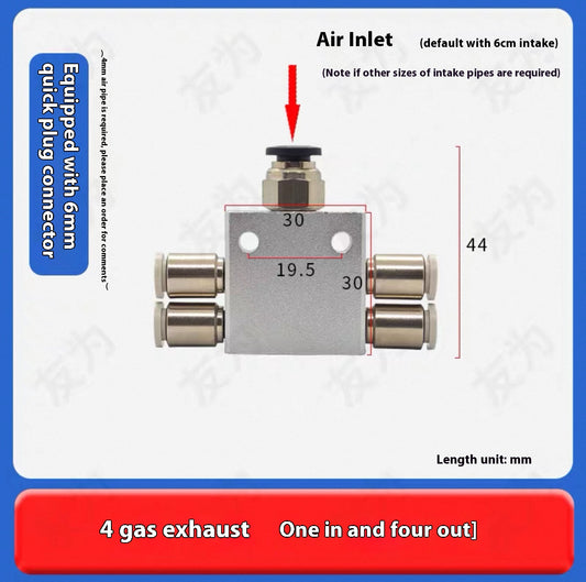 1 inlet 4 outlets 【with 6-M5 quick connector】