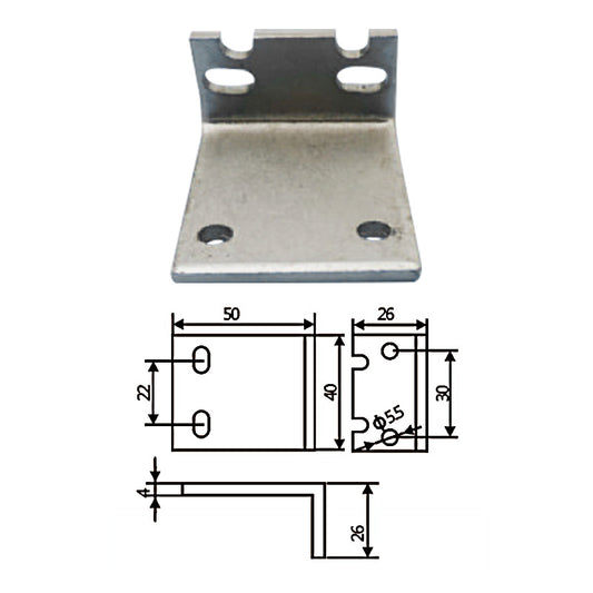 The large fixture is connected to the L-block with a 50mm gap.