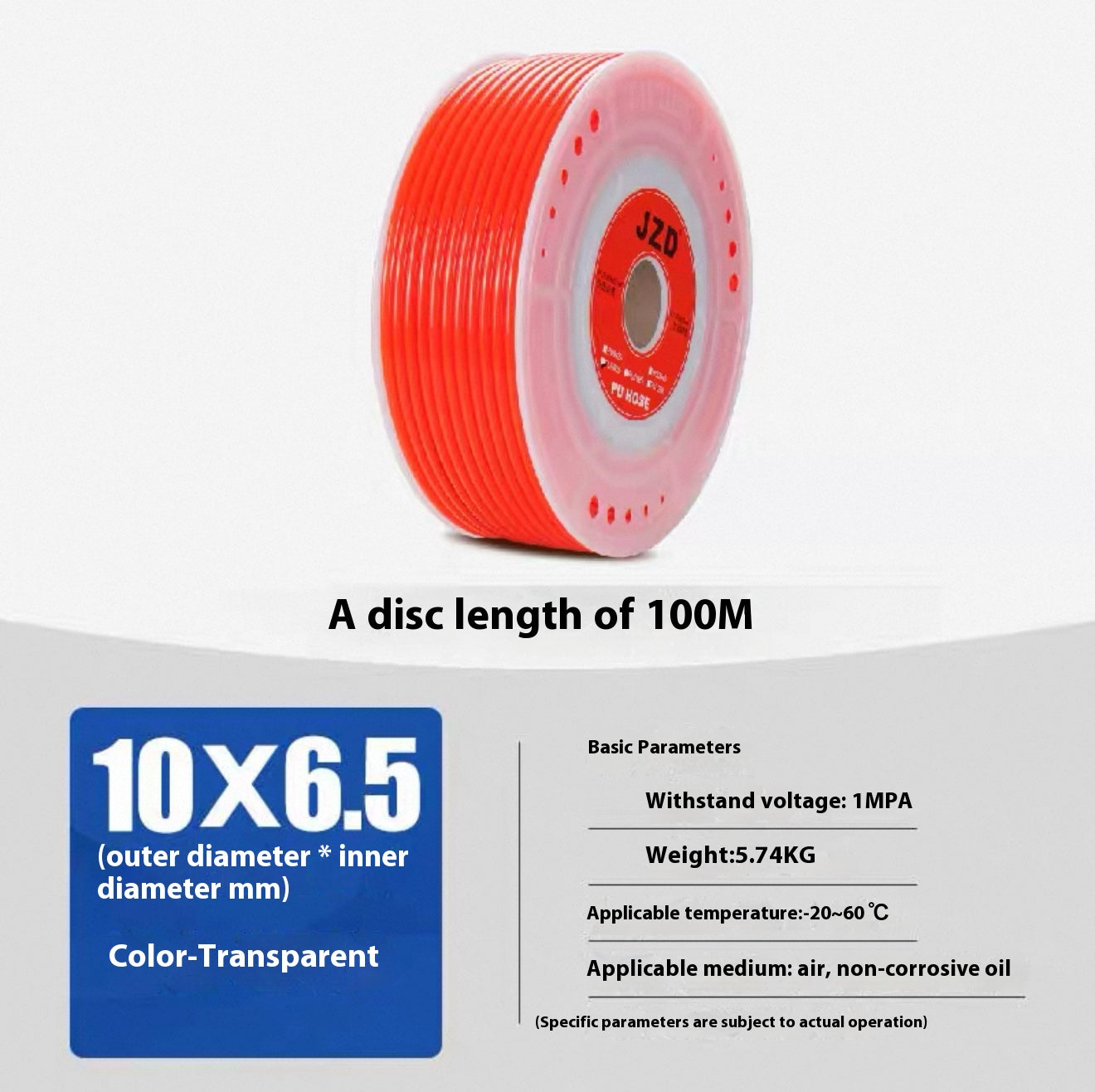100M 10*6.5 air tube industrial PU air tube