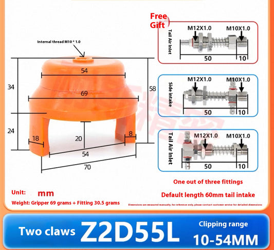 Two-claw Z2D55L-NS (grasping range 10 - 55MM) with a complete set of anti-torque fittings