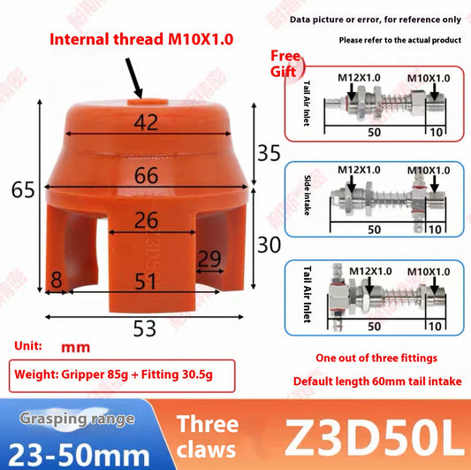 Three-claw Z3D50L-NS (gripping range 23-50MM) complete set of accessories