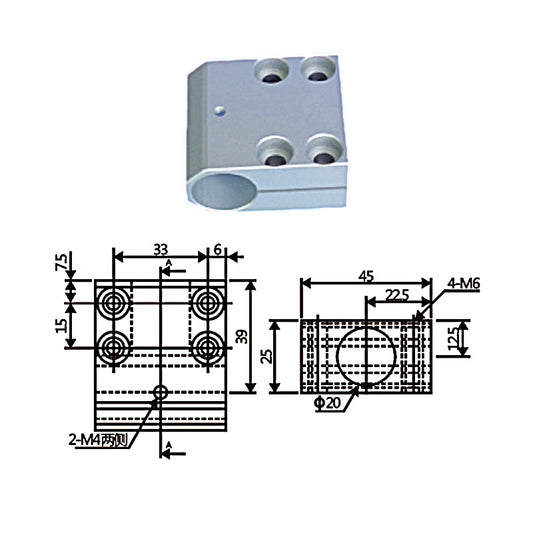 T-shaped connection block #2 - Φ20 - Φ20