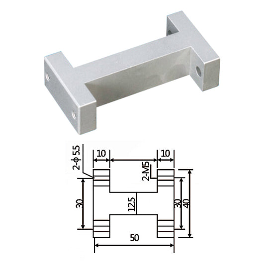 The large fixture is connected to the I-beam frame with a 50mm distance.