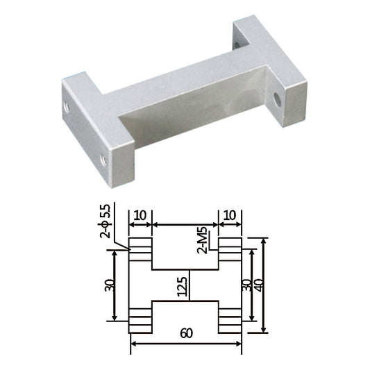 The large fixture is connected to the I-beam frame with a 60mm distance.