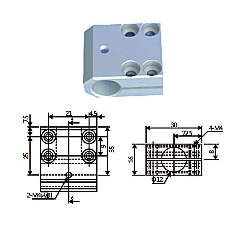 T-shaped connection block #2 - Φ12 - Φ12