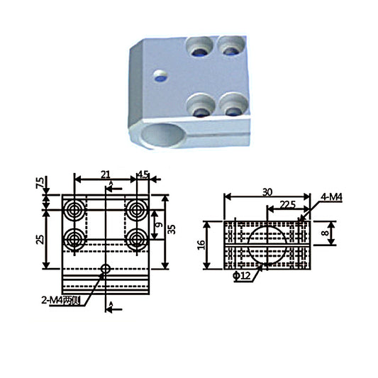 T-shaped connection block #2 - Φ12 - Φ12