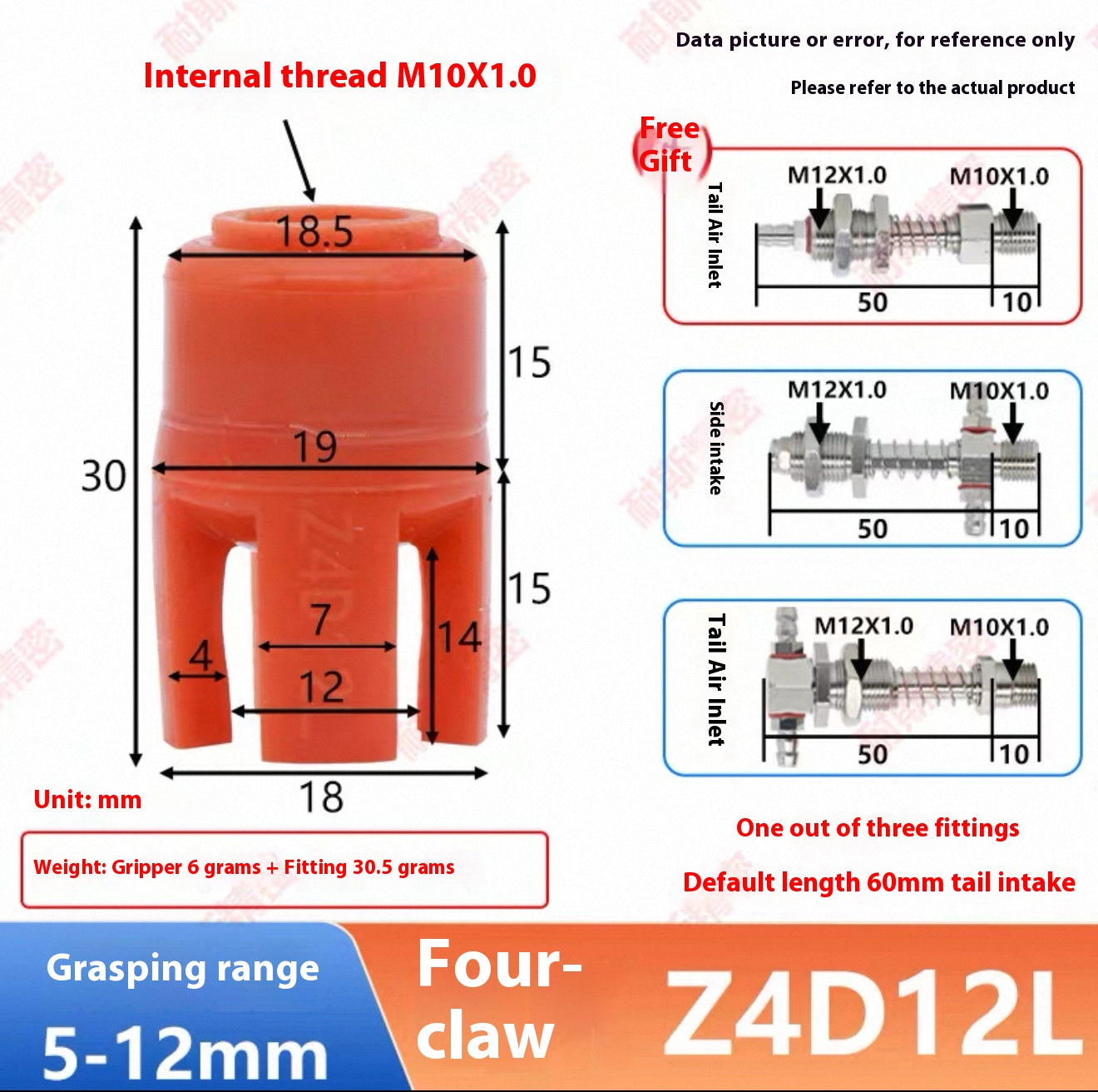 Four-claw Z4D12L-NS (gripping range 5-12MM) Gold Accessories Set