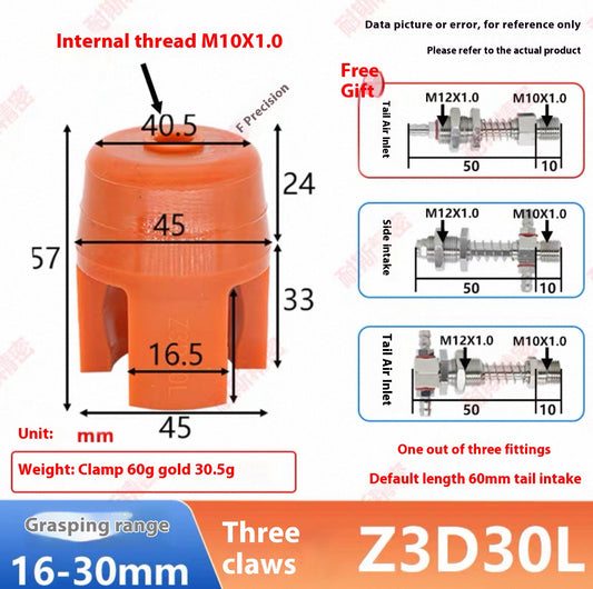 Three-claw Z3D30L-NS (gripping range 0 - 30MM) complete set of accessories