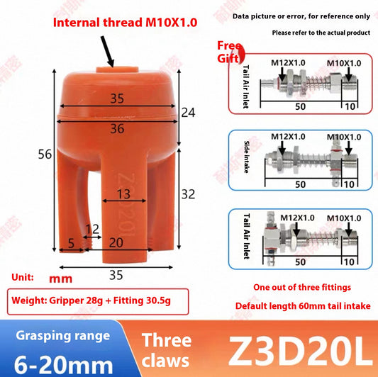 Three-claw Z3D20L-NS (gripping range: 6 - 20MM) Complete set of accessories