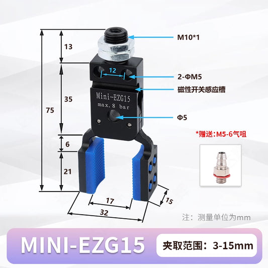 mini-EZG15 - Grasp range: 3 - 15mm