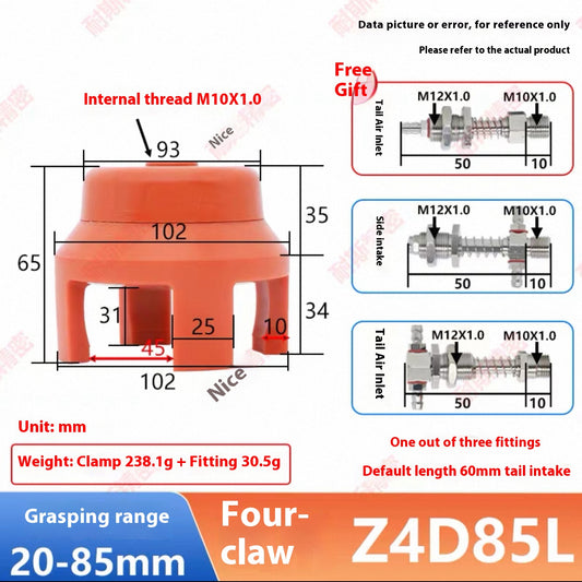 Four-claw Z4D85L-NS (gripping range 20-85MM) Set of jewelry fittings