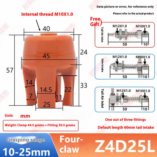 Four-claw Z4D25L-NS (gripping range 10-25MM) Complete set of accessories