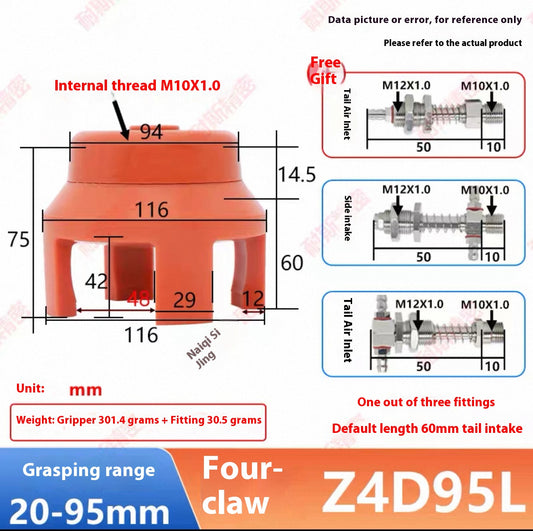 Four-claw Z4D95L-NS (gripping range 20-95MM) Complete set of accessories