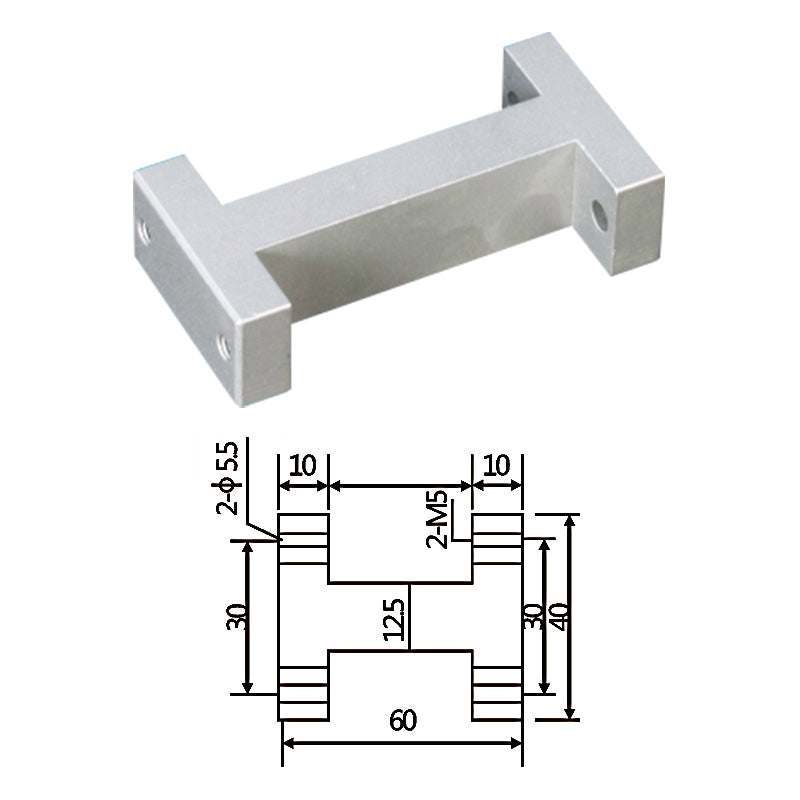 The large fixture is connected to the I-beam frame with a 60mm distance.
