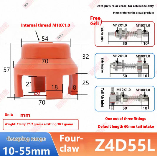 Four-claw Z4D55L-NS (gripping range 10 - 55MM) Complete set of accessories
