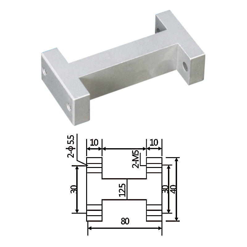The large fixture is connected to the I-beam frame with a 80mm distance.