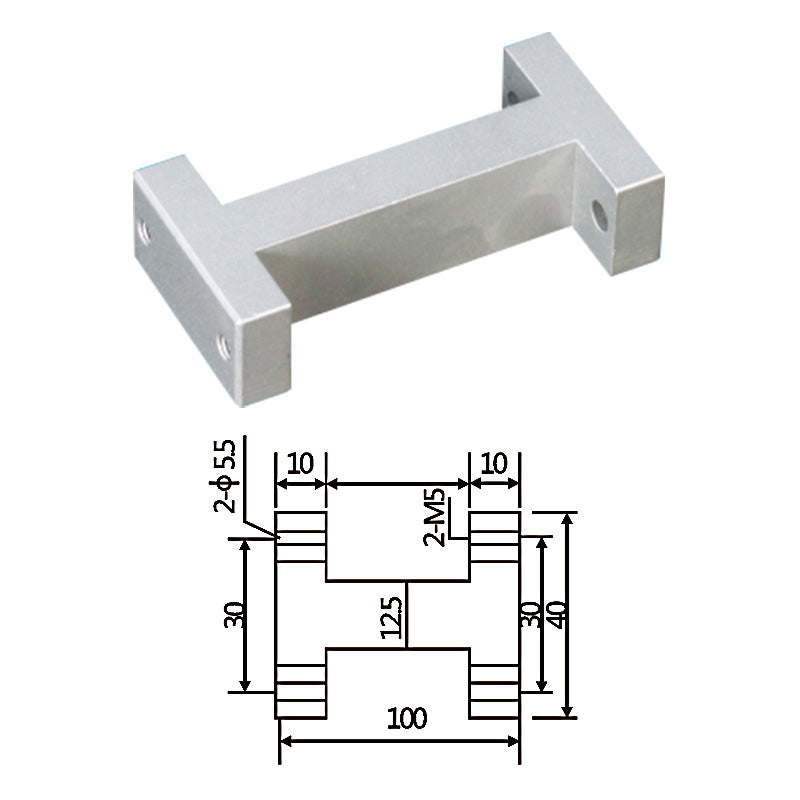 The large fixture is connected to the I-beam frame with a 100mm distance.