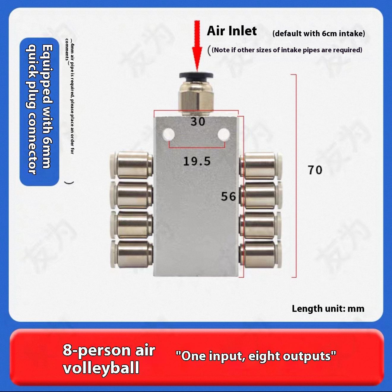1 inlet 8 outlets 【with 6-M5 quick connector】
