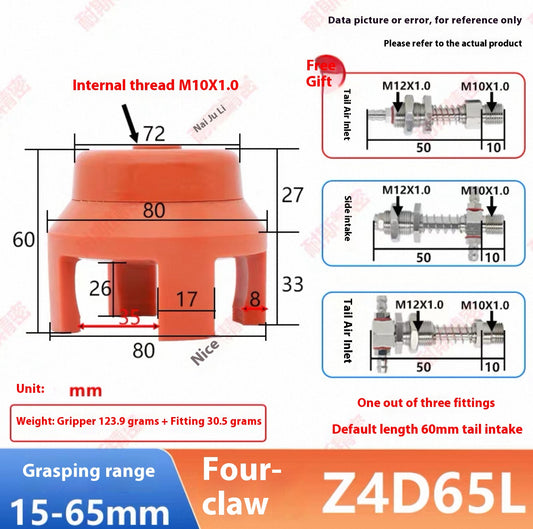 Four-claw Z4D65L-NS (gripping range 15-65MM) Complete set of accessories